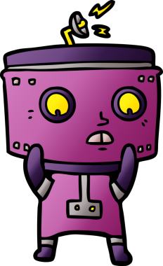 Bir insan tarafından çizilmiş çizgi film robotu