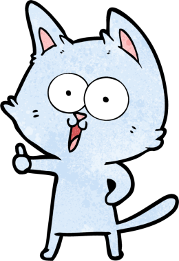 Bir insan tarafından çizilmiş komik çizgi film kedisi.