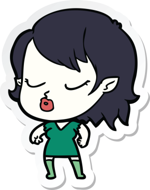 Bir insan tarafından çizilmiş şirin bir vampir kızın çıkartması.