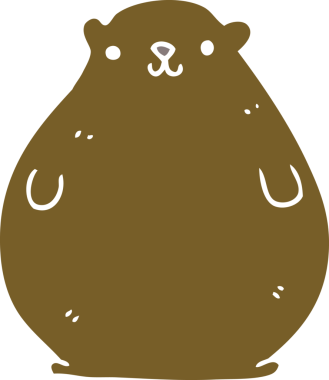 Bir insan tarafından çizilmiş düz renkli çizgi film ayısı