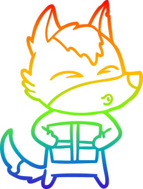 Gökkuşağının gradyan çizimi bir insan tarafından çizilmiş bir Noel Kurdu çizimi.