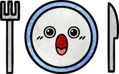 Bir insan tarafından çizilmiş yemek tabağının retro grunge deseni.