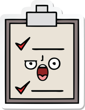 Bir insan tarafından çizilmiş şirin bir karikatür kontrol listesinin etiketi