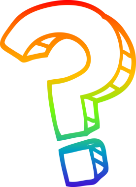 gökkuşağı gradyan çizgi çizimi bir insan tarafından çizilmiş soru işareti