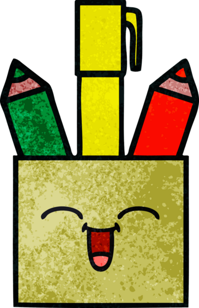 Bir insan tarafından çizilmiş bir kalem tenceresinin retro grunge desen karikatürü