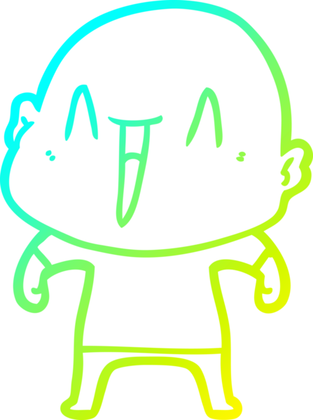 Bir insan tarafından çizilmiş, mutlu, kel bir adamın çizdiği soğuk çizgi.