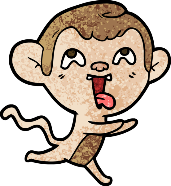 Bir insan tarafından çizilen çılgın çizgi film maymunu