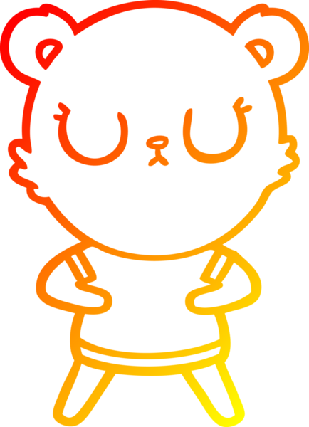 Bir insan tarafından çizilmiş barışçıl bir ayının sıcak çizgi çizgisi.