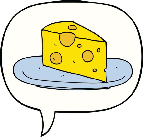 Bir insan tarafından çizilmiş konuşma baloncuklu çizgi film peyniri.