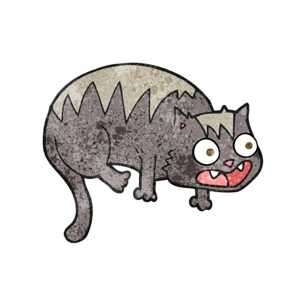 Bir insan tarafından çizilmiş el yapımı çizgi film kedisi.