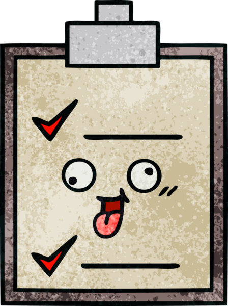 Bir insan tarafından çizilmiş kontrol listesinin retro grunge desen karikatürü