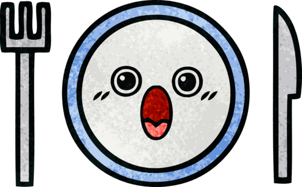 Bir insan tarafından çizilmiş yemek tabağının retro grunge deseni.