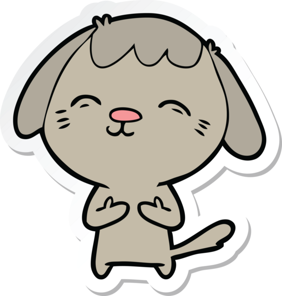 Bir insan tarafından çizilmiş mutlu bir köpeğin çıkartması.