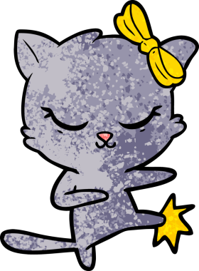 Bir insan tarafından çizilmiş sevimli çizgi film kedisi.