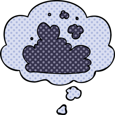 Çizgi roman tarzında bir insan tarafından çizilmiş düşünce baloncuğu olan çizgi film bulutu