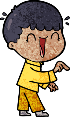 Bir insan tarafından çizilmiş, gülen çizgi film adamı.