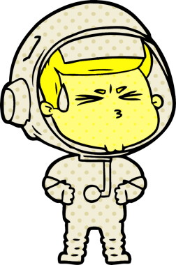 Çizgi film bir insan tarafından çizilmiş astronot.