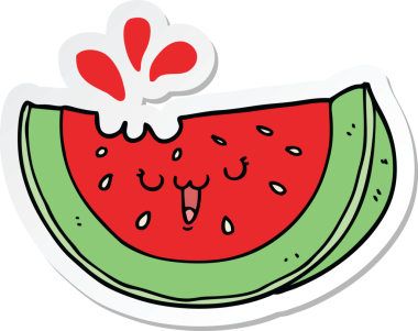 Bir insan tarafından çizilmiş karpuz çıkartması.