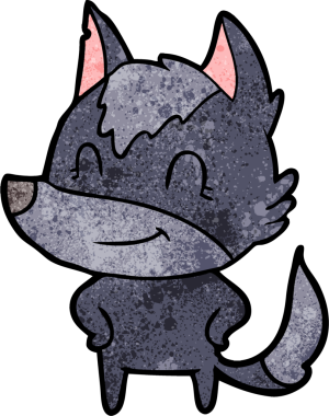 Bir insan tarafından çizilmiş dost canlısı bir kurt.