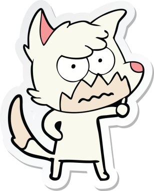 Bir insan tarafından çizilmiş, kızgın tilki çıkartması.