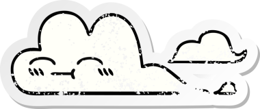 Bir insan tarafından çizilmiş şirin beyaz bulutun sıkıntılı çıkartması.