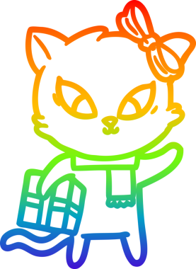 gökkuşağı gradyanı çizimi bir insan tarafından çizilmiş çizgi film kedisi