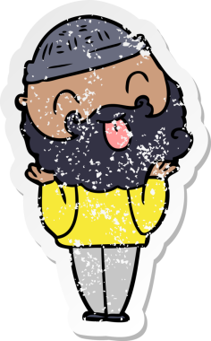 Bir insan tarafından çizilmiş sakallı bir adamın sıkıntılı çıkartması.