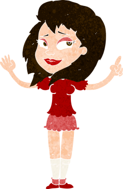 Bir insan tarafından çizilmiş bir fikri olan karikatür kadın.