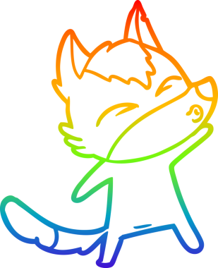 Gökkuşağı gradyan çizgi çizimi bir insan tarafından çizilmiş bir kurt çizgi