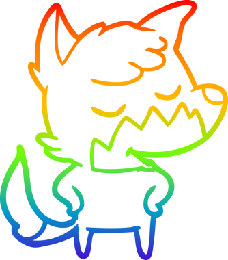 Bir insan tarafından çizilmiş dost bir tilkinin çizdiği gökkuşağı gradyan çizgisi.