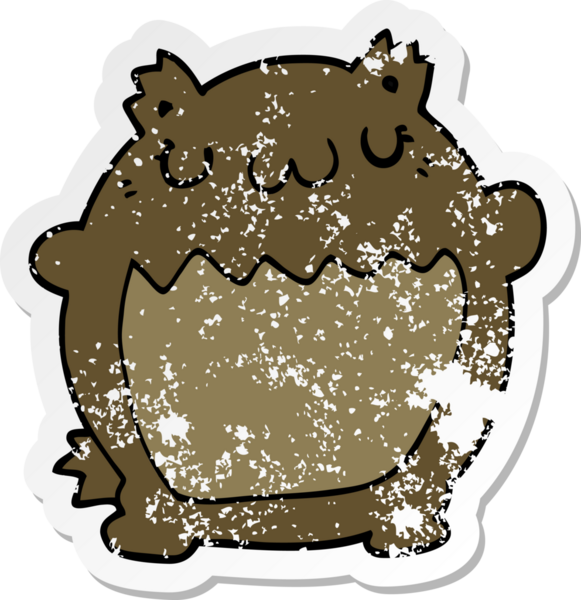 Bir insan tarafından çizilmiş karikatür ayısının sıkıntılı çıkartması.