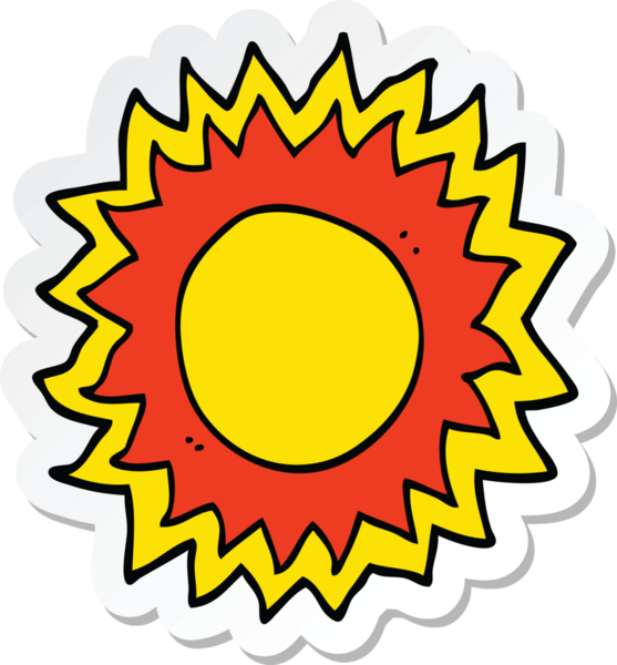 Bir insan tarafından çizilmiş bir çizgi film güneşinin çıkartması.