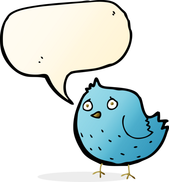 Bir insan tarafından çizilmiş konuşma balonlu çizgi film kuşu.