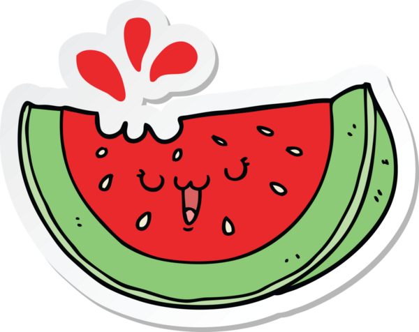 Bir insan tarafından çizilmiş karpuz çıkartması.