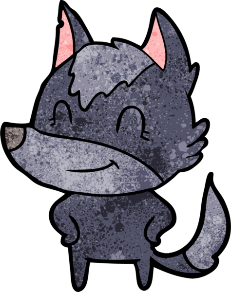 Bir insan tarafından çizilmiş dost canlısı bir kurt.