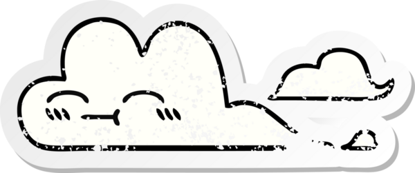 Bir insan tarafından çizilmiş şirin beyaz bulutun sıkıntılı çıkartması.