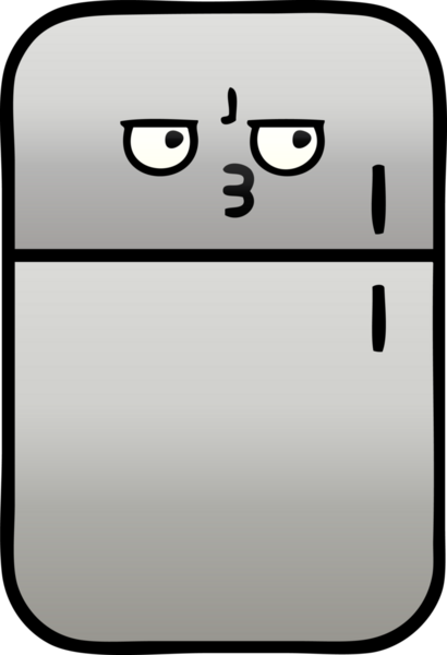 Bir insan tarafından çizilmiş bir buzdolabının gölgelenmiş karikatürü.