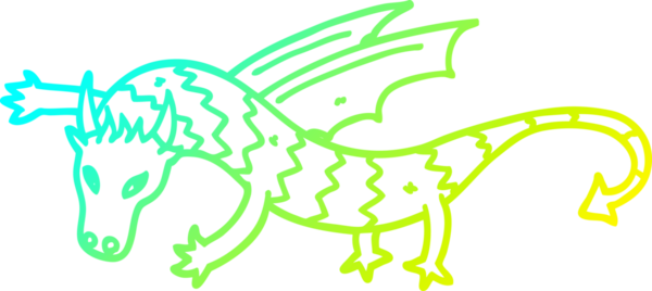 Uçan ejderhanın insan tarafından çizilmiş soğuk çizgi çizgisi