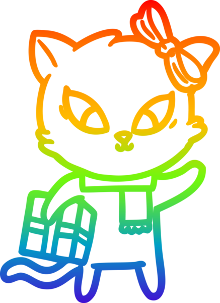 gökkuşağı gradyanı çizimi bir insan tarafından çizilmiş çizgi film kedisi