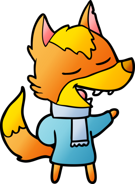 Bir insan tarafından çizilmiş tilki çizgi film karakteri