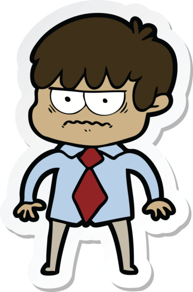 Bir insan tarafından çizilmiş kızgın bir çizgi film çocuğunun çıkartması.