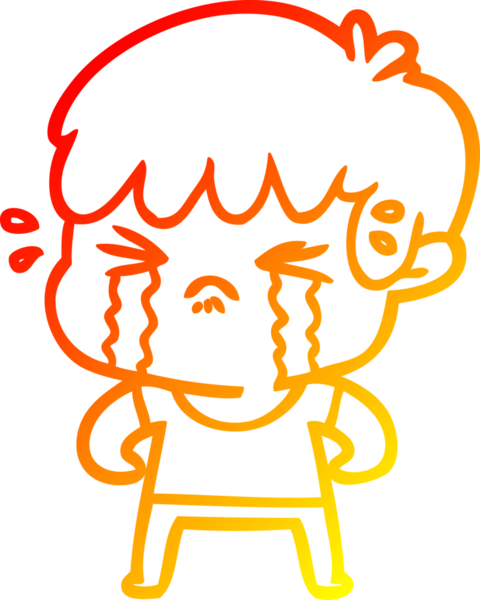 Bir insan tarafından çizilmiş, ağlayan bir çizgi film çocuğu çizimi.