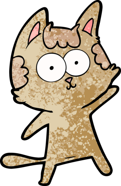 Bir insan tarafından çizilmiş mutlu çizgi film kedisi.