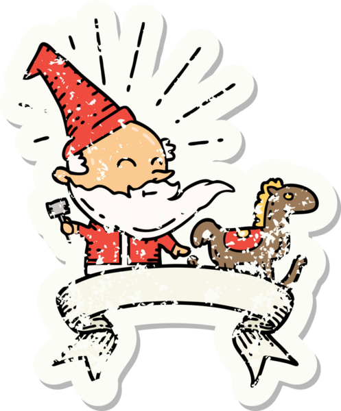 Bir insan tarafından çizilmiş eski bir dövme stili Noel Baba oyuncağı.