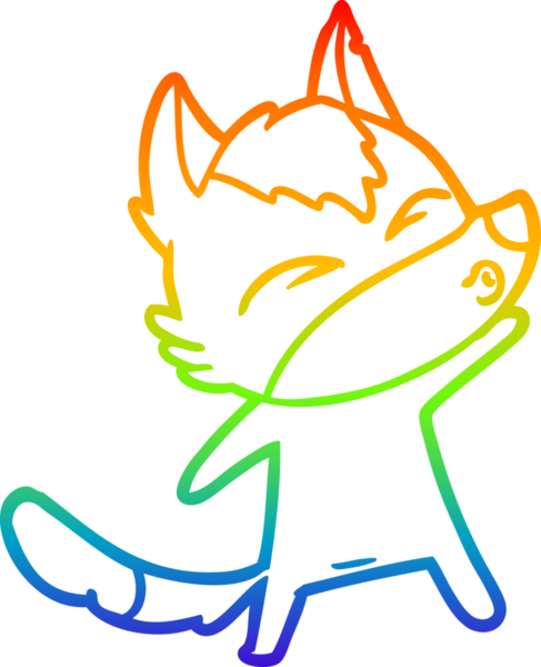 Gökkuşağı gradyan çizgi çizimi bir insan tarafından çizilmiş bir kurt çizgi