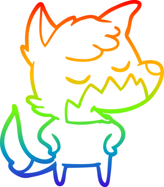 Bir insan tarafından çizilmiş dost bir tilkinin çizdiği gökkuşağı gradyan çizgisi.