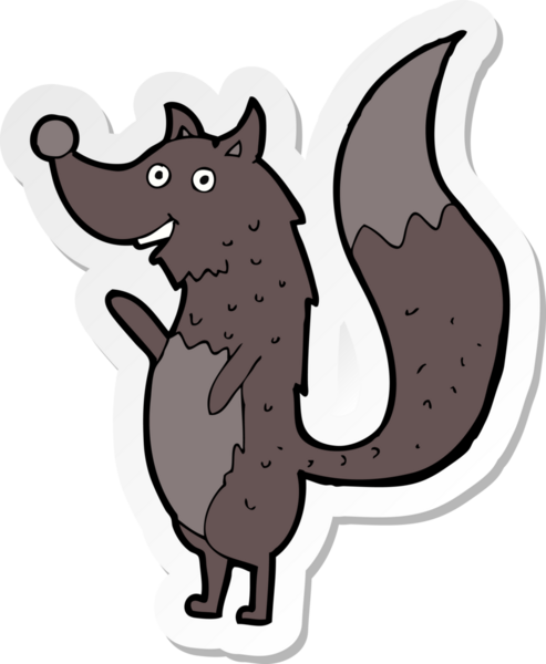 Bir insan tarafından çizilmiş, sallanan bir kurdun çıkartması.