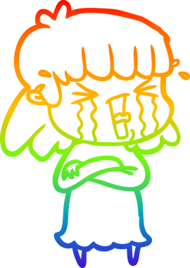 Gökkuşağı gradyan çizgi çizimi Bir insan tarafından çizilmiş gözyaşları içinde bir çizgi kadın