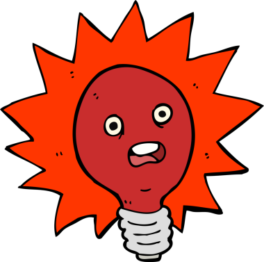 bir insan tarafından çizilmiş kırmızı bir ampul.