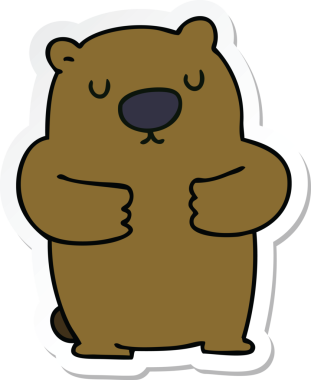 Bir insan tarafından çizilmiş tuhaf bir kunduzun çıkartması.